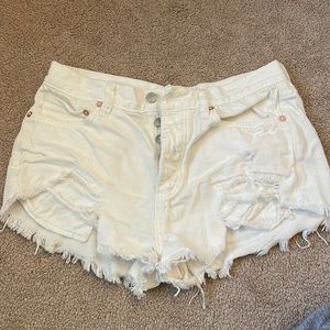 White Free People Jean Shorts